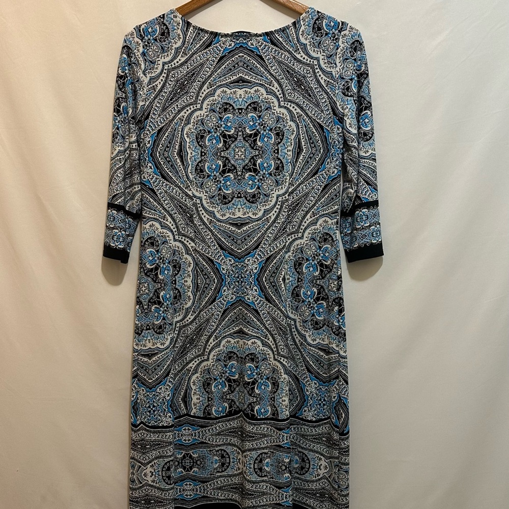 H&M Blue and Black Sheath Dress with Bateau Neckline Size 6 - Picture 2 of 7